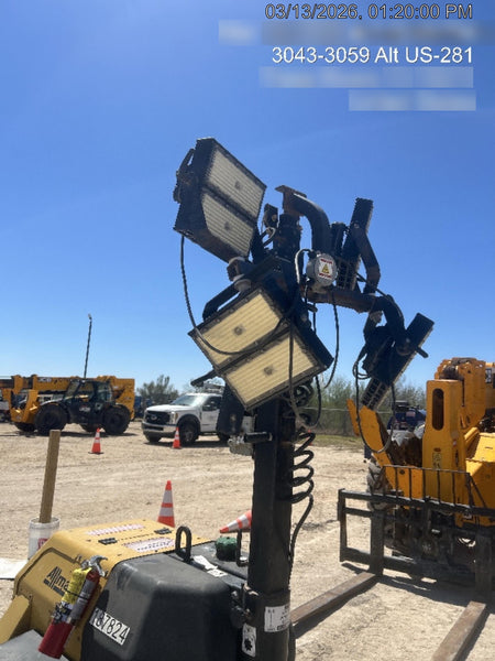 Allmand NLV3GR (4) LED Light Fixture 350W, 23' Vertical Mast, 3kW Prime, Towable, Deep Sea L401, Leveling Jacks, Yanmar T4F 5.8hp