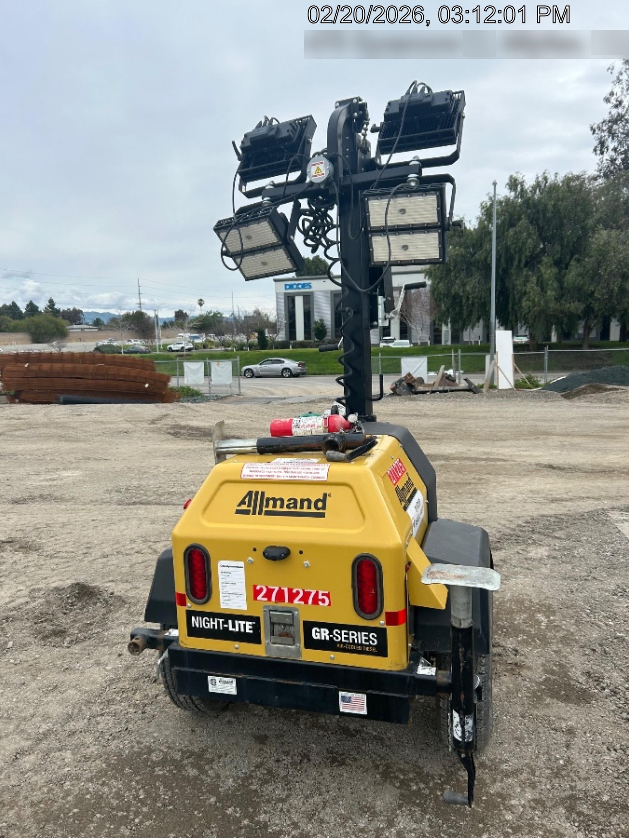 2022 Allmand NLV3GR (4) LED Light Fixture 350W, 23' Vertical Mast, 3kW Prime, Towable, ES Decals, T3