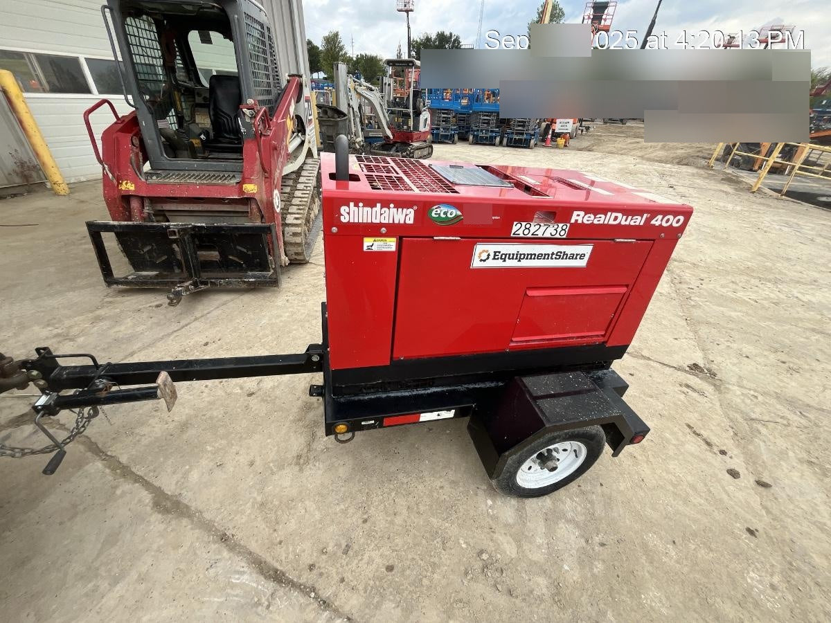 2022 Shindaiwa DGW400MDL Kubota D902 Engine, 23 HP, Dual Op Welder, Wire, Arc, Droop Stick, Tig, and CC Stick Functionality, Simulphase, 3 Phase and 1 Phase Gen Output, Single Axle NB Trlr, Slr Trckl Chrg 12V 12W, Fire Ext