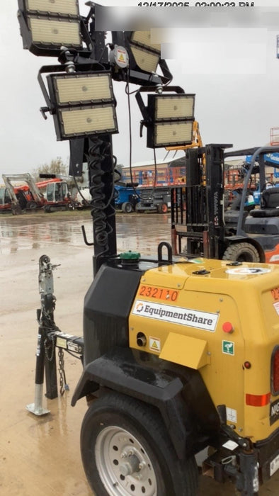 2022 Allmand NLV3GR (4) LED Light Fixture 350W, 23' Vertical Mast, 3kW Prime, Towable, Deep Sea L401, Leveling Jacks, Yanmar T4F 5.8hp