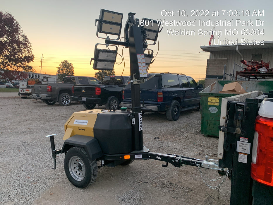 2022 Allmand NLV3GR (4) LED Light Fixture 350W, 23' Vertical Mast, 3kW Prime, Towable, ES Decals, T3