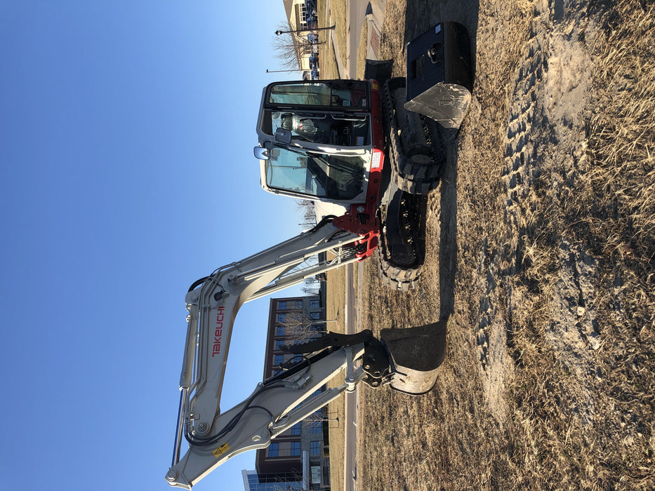 2019 Takeuchi TB290 Cab, AC, Rubber Tracks, Dozer Blade, Travel Alarm, Control Pattern Change Valve, Auxiliary Hydraulics w/18" Quick Coupler Bucket with teeth, 6.2 cu. ft. capacity/24" Quick Coupler Bucket with teeth, 8.6 cu. ft. capacity/36" Quick Coupler Bucket with teeth, 13.4 cu. ft. capacity, Quick Coupler, Hydraulic Thumb Installed