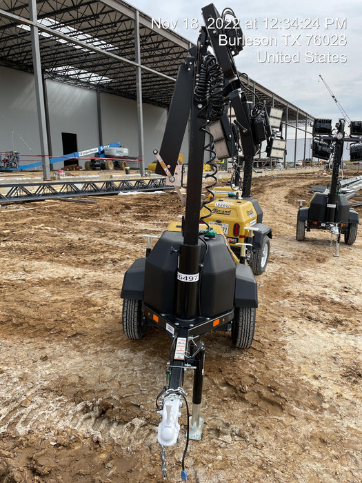 2022 Allmand NLV3GR (4) LED Light Fixture 350W, 23' Vertical Mast, 3kW Prime, Towable, ES Decals, T3