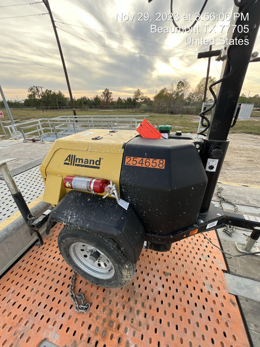 2022 Allmand NLV3GR (4) LED Light Fixture 350W, 23' Vertical Mast, 3kW Prime, Towable, ES Decals, T3