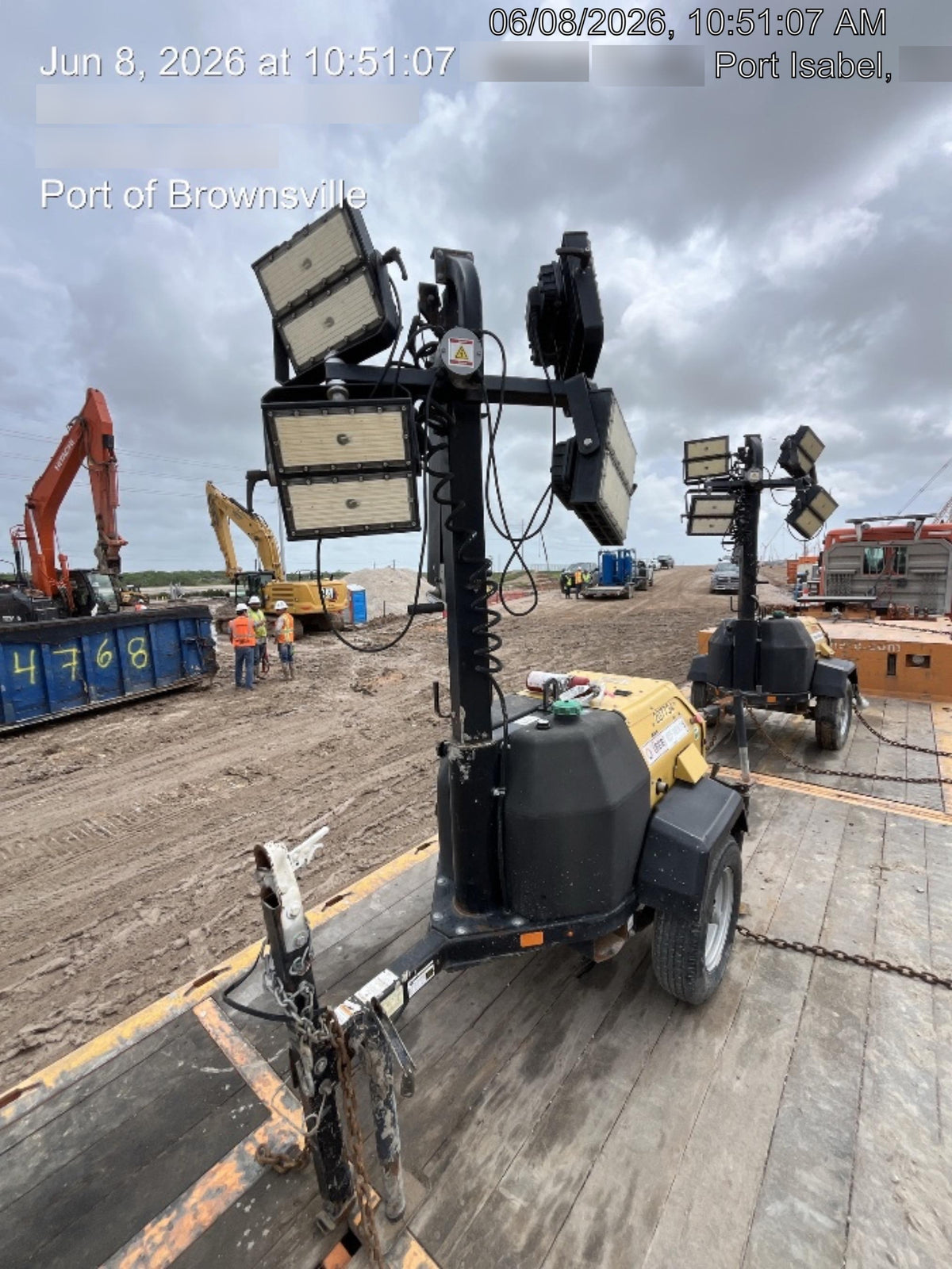 2022 Allmand NLV3GR (4) LED Light Fixture 350W, 23' Vertical Mast, 3kW Prime, Towable, Deep Sea L401, Leveling Jacks, Yanmar T4F 5.8hp
