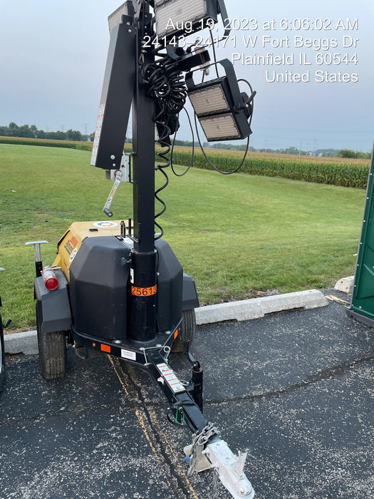 2022 Allmand NLV3GR (4) LED Light Fixture 350W, 23' Vertical Mast, 3kW Prime, Towable, ES Decals, T3