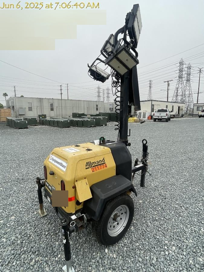 2022 Allmand NLV3GR (4) LED Light Fixture 350W, 23' Vertical Mast, 3kW Prime, Towable, Deep Sea L401, Leveling Jacks, Yanmar T4F 5.8hp