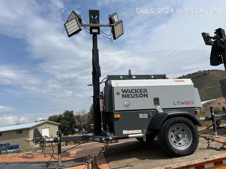 2022 Wacker Neuson LTW20Z1 Isuzu Dsl. Engine, 23' Mast, (4) 300W LED Lights, CWK, Programmable Dawn to Dusk, 360 Deg. Rotation, 57 Gal. Tank, Trailer Mounted