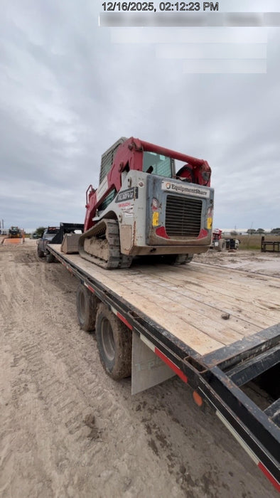 2019 Takeuchi TL10V2-CR Cab/Heat/AC, Rubber Tracks, Backup Alarm, Front & rear working Lights, Auxiliary Hydraulics, 2 Speed Travel, Engine Monitoring System, Hydraulic universal quick hitch w/76" HD smooth dirt bucket with bolt-on edge, 20.3 cubic feet capacity, 48" Pallet forks and frame