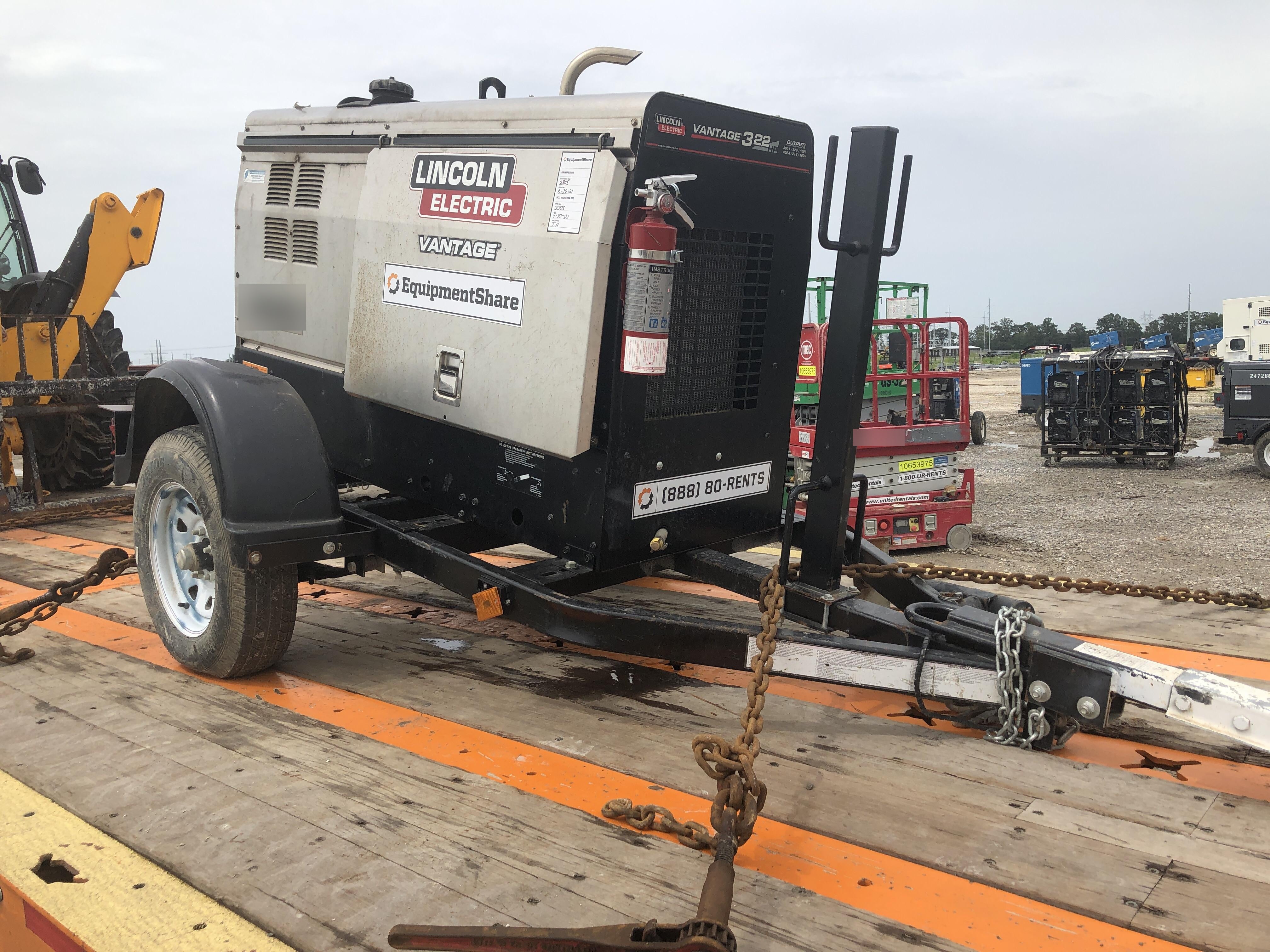2019 Lincoln Electric Vantage 322 Welder Ready-Pak 3, Two wheel trailer, Fender and Light kit, Cable Rack