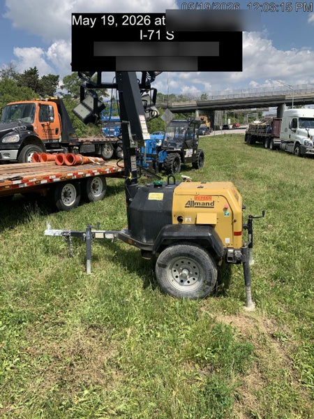 2022 Allmand NLV3GR (4) LED Light Fixture 350W, 23' Vertical Mast, 3kW Prime, Towable, Deep Sea L401, Leveling Jacks, Yanmar T4F 5.8hp