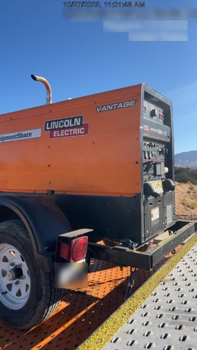 2021 Lincoln Electric Vantage 322 Vantage 322 Ready Pak 3 w/ Decals, ORANGE (includes trailer, cable rack, fender light kit) NO Telematics