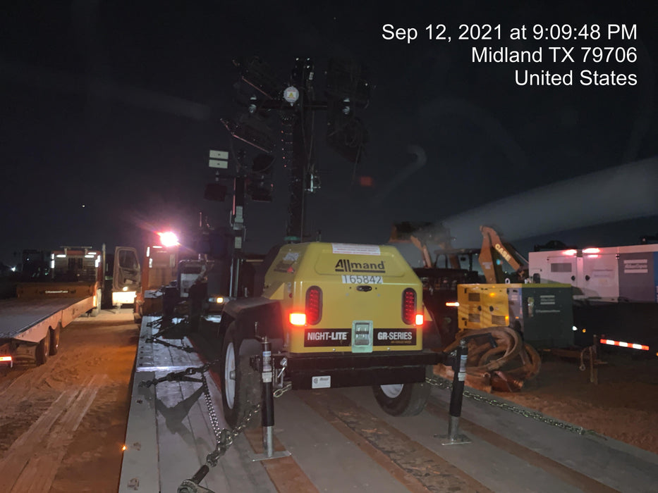 2021 Allmand NLV3GR (4) LED Light Fixture 350W, 23' Vertical Mast, 3kW Prime, Towable, Deep Sea L401, Leveling Jacks, Yanmar T4F 5.8hp