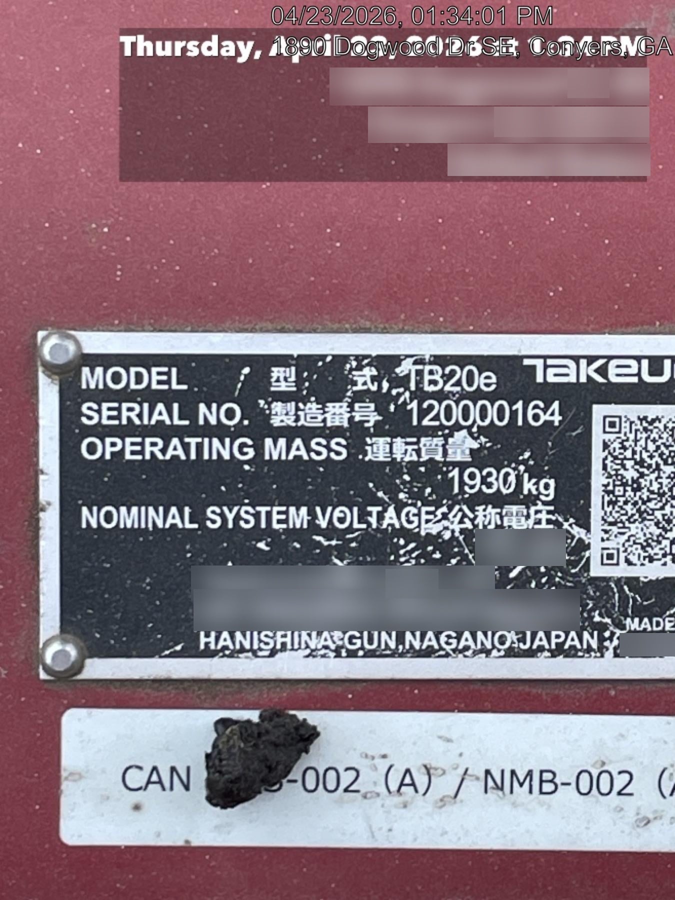 2023 TAKEUCHI TB20e