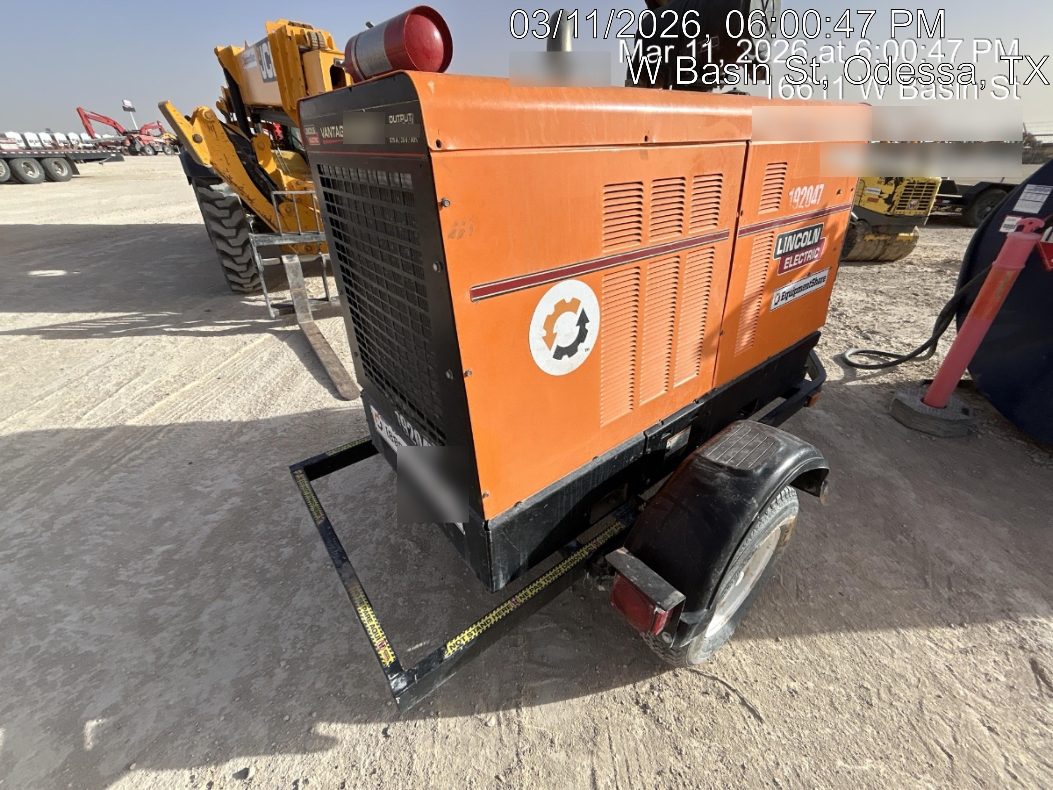 2021 Lincoln Electric Vantage 549X Ready Pak 3, ORANGE (includes trailer, cable rack, fender light kit)