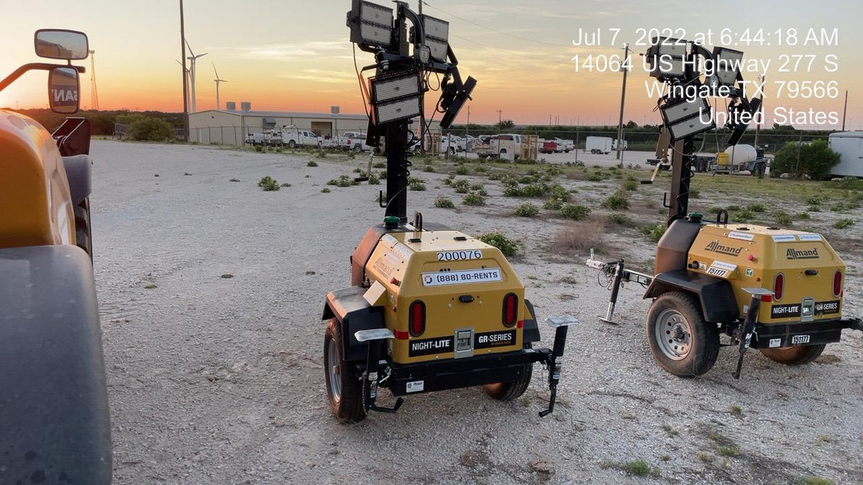 2022 Allmand NLV3GR (4) LED Light Fixture 350W, 23' Vertical Mast, 3kW Prime, Towable, Deep Sea L401, Leveling Jacks, Yanmar T4F 5.8hp