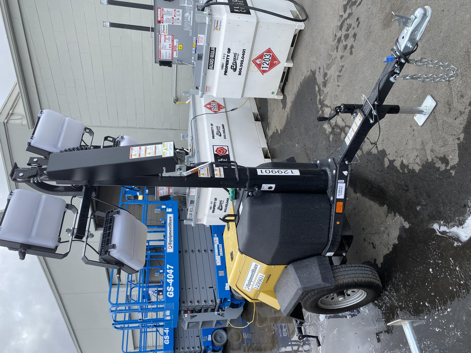 2021 Allmand NLV3GR (4) LED Light Fixture 350W, 23' Vertical Mast, 3kW Prime, Towable, Deep Sea L401, Leveling Jacks, Yanmar T4F 5.8hp