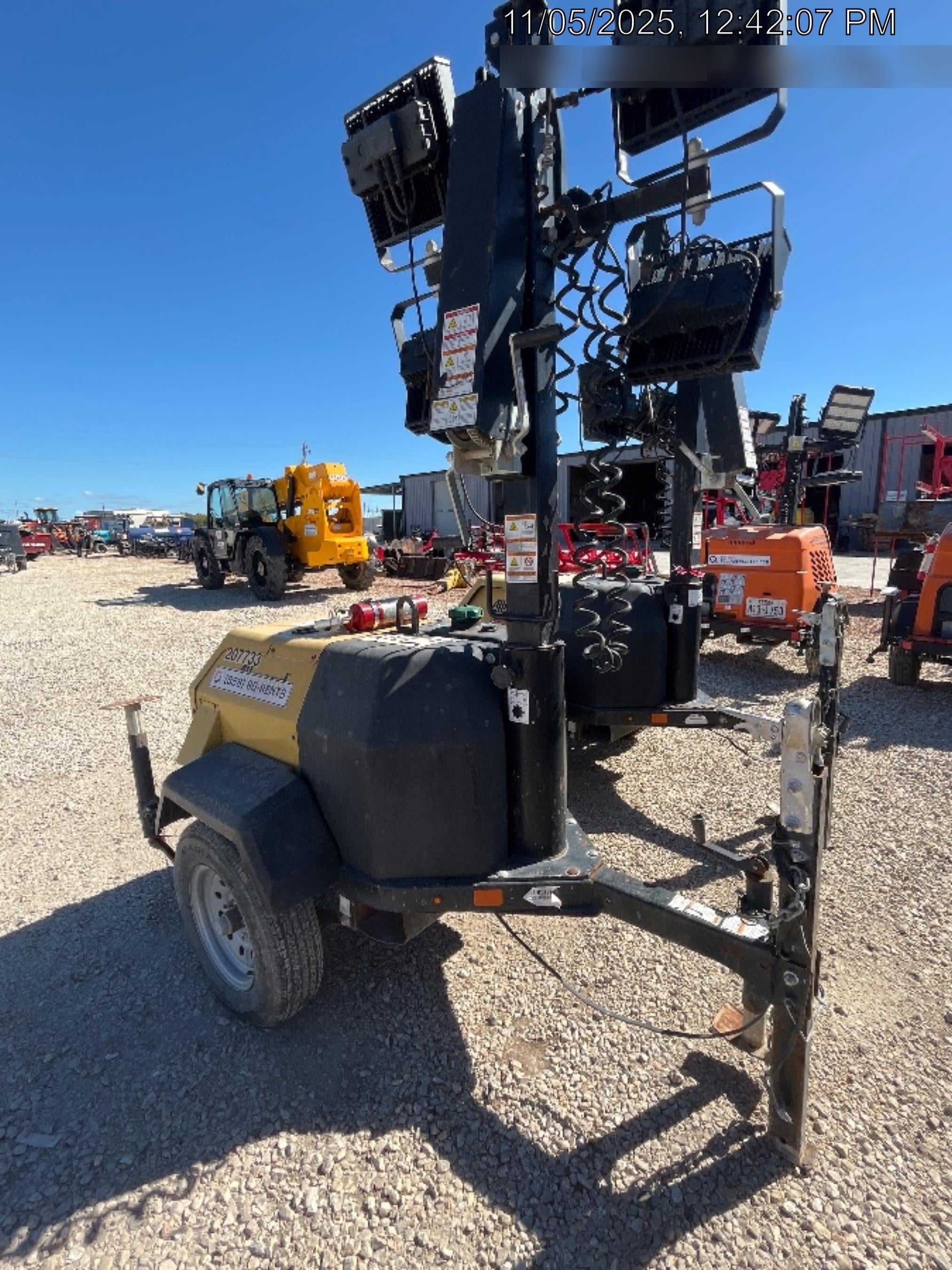 2022 Allmand NLV3GR (4) LED Light Fixture 350W, 23' Vertical Mast, 3kW Prime, Towable, Deep Sea L401, Leveling Jacks, Yanmar T4F 5.8hp
