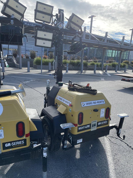 2022 Allmand NLV3GR (4) LED Light Fixture 350W, 23' Vertical Mast, 3kW Prime, Towable, Deep Sea L401, Leveling Jacks, Yanmar T4F 5.8hp