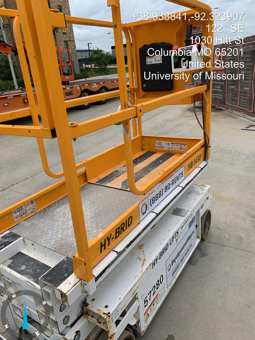 Custom Equipment HB-1430 Hy-Brid Scissor Lift
Platform capacity up to 670 lbs
Working height up to 20 ft
Weighs under 1,700 lbs
Non-marking wheels