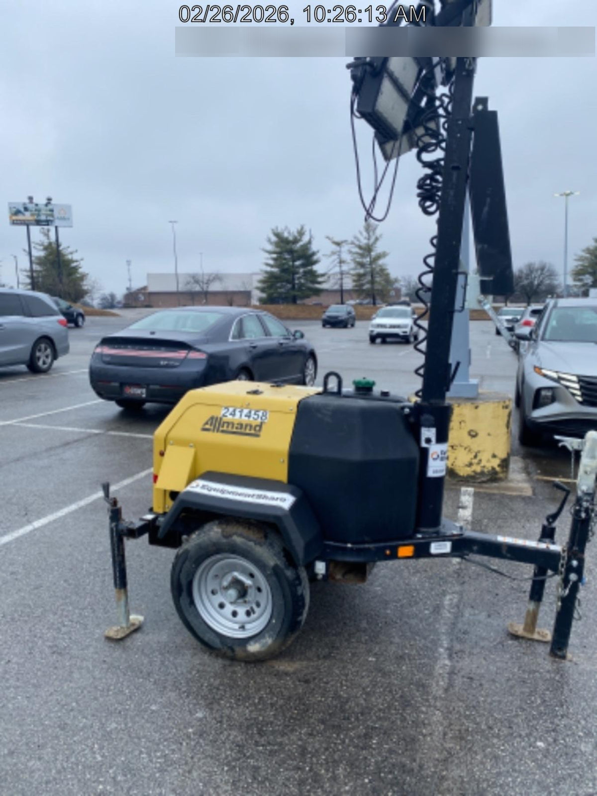 2022 Allmand NLV3GR (4) LED Light Fixture 350W, 23' Vertical Mast, 3kW Prime, Towable, Deep Sea L401, Leveling Jacks, Yanmar T4F 5.8hp