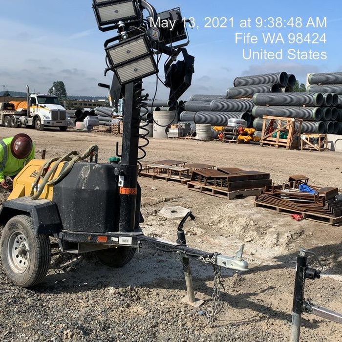 2020 Allmand NLV3GR (4) LED Light Fixture 350W, 23' Vertical Mast, 3kW Prime, Towable, Deep Sea L401, Leveling Jacks, Yanmar T4F 5.8hp