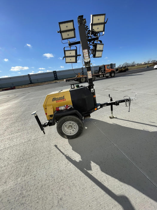 2022 Allmand NLV3GR (4) LED Light Fixture 350W, 23' Vertical Mast, 3kW Prime, Towable, Deep Sea L401, Leveling Jacks, Yanmar T4F 5.8hp