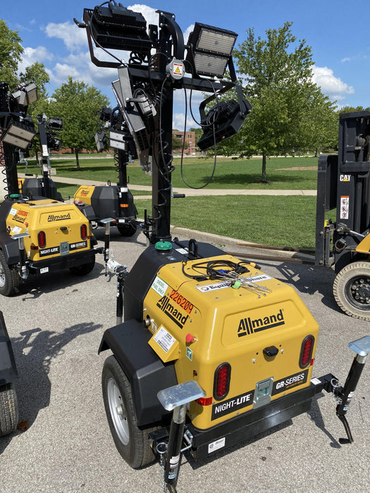 2022 Allmand NLV3GR (4) LED Light Fixture 350W, 23' Vertical Mast, 3kW Prime, Towable, Deep Sea L401, Leveling Jacks, Yanmar T4F 5.8hp