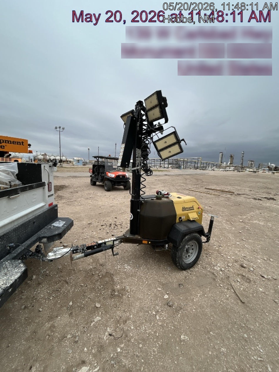 2022 Allmand NLV3GR (4) LED Light Fixture 350W, 23' Vertical Mast, 3kW Prime, Towable, ES Decals, T3