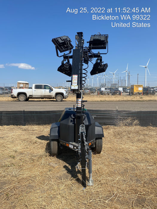 2020 Allmand NLV3GR (4) LED Light Fixture 350W, 23' Vertical Mast, 3kW Prime, Towable, Deep Sea L401, Leveling Jacks, Yanmar T4F 5.8hp