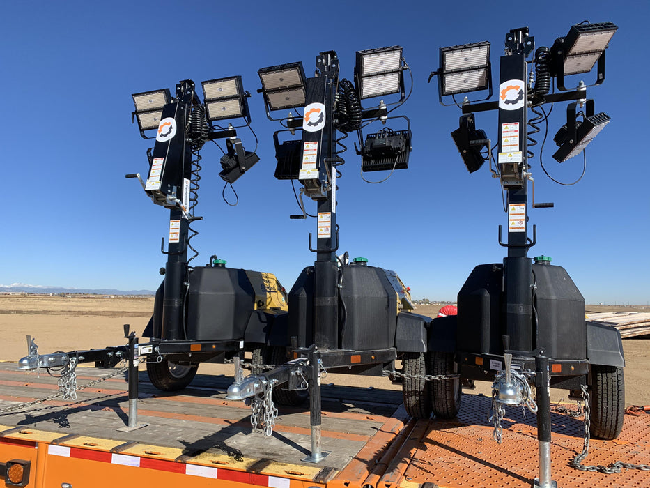 2021 Allmand NLV3GR (4) LED Light Fixture 350W, 23' Vertical Mast, 3kW Prime, Towable, Deep Sea L401, Leveling Jacks, Yanmar T4F 5.8hp