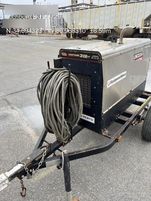 2019 Lincoln Electric Vantage 322 Welder Ready-Pak 3, Two wheel trailer, Fender and Light kit, Cable Rack
