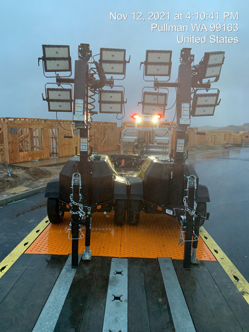 2021 Allmand NLV3GR (4) LED Light Fixture 350W, 23' Vertical Mast, 3kW Prime, Towable, Deep Sea L401, Leveling Jacks, Yanmar T4F 5.8hp