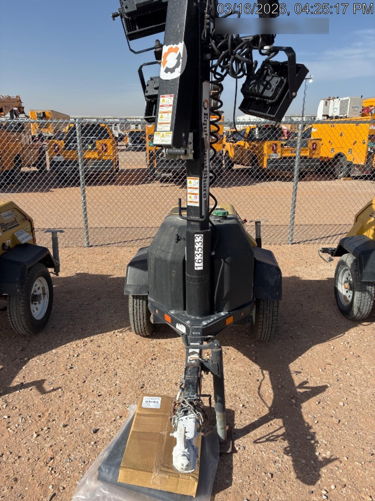 2021 Allmand NLV3GR (4) LED Light Fixture 350W, 23' Vertical Mast, 3kW Prime, Towable, Deep Sea L401, Leveling Jacks, Yanmar T4F 5.8hp