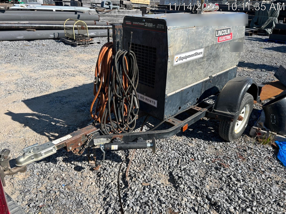 2019 Lincoln Electric Vantage 322 Ready-Pak 3, Two Wheel Trailer, Fender and Light Kit, Cable Rack