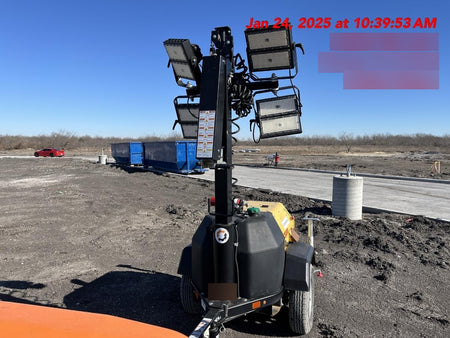 2022 Allmand NLV3GR (4) LED Light Fixture 350W, 23' Vertical Mast, 3kW Prime, Towable, ES Decals, T3