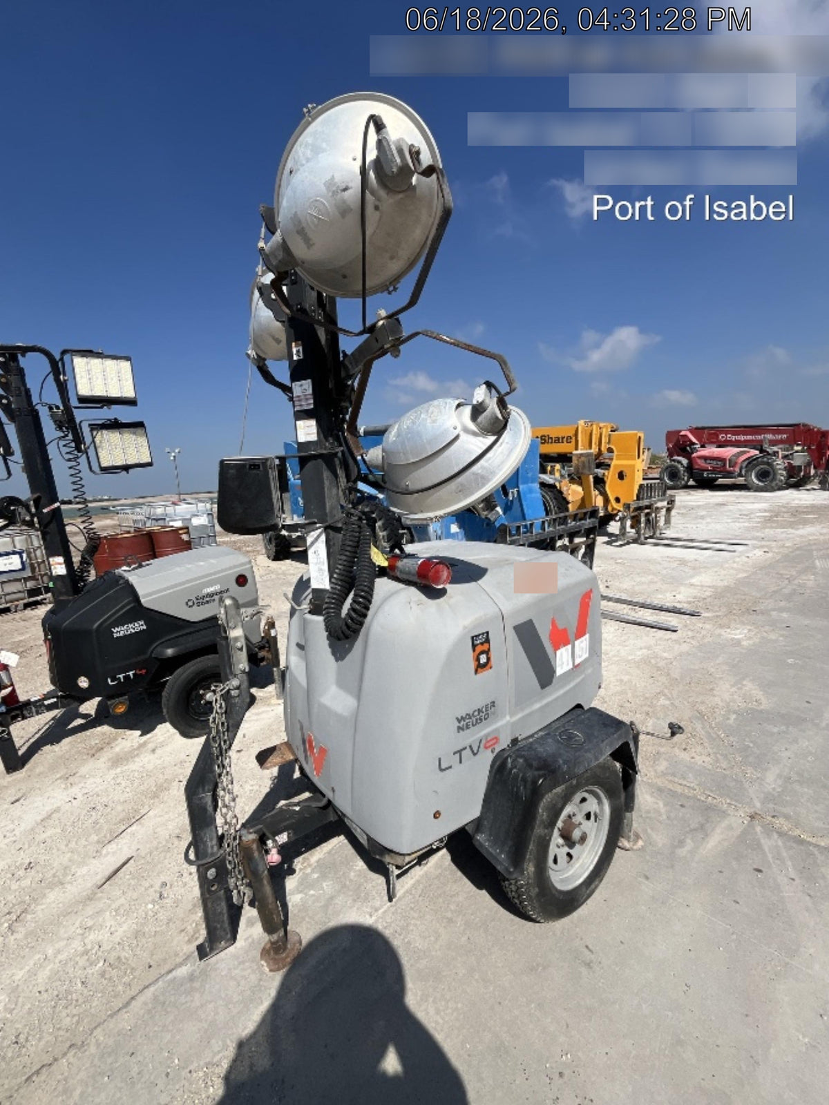 Wacker Neuson LTV6K-MH Power mast, 1100W MH, Fuel Sensors, Wiring Harness
