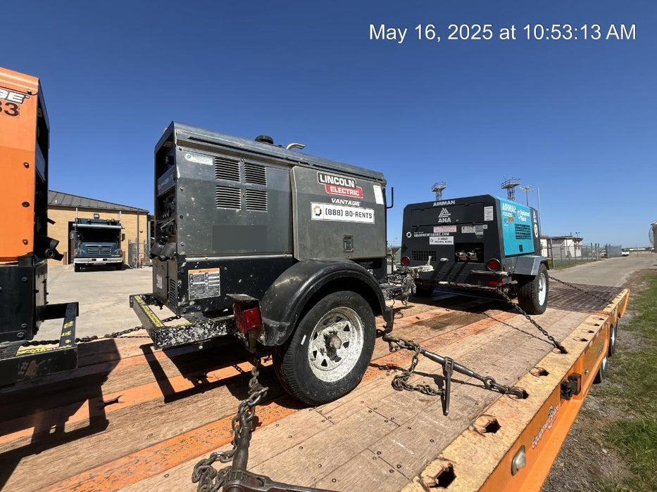 2019 Lincoln Electric Vantage 322 Ready-Pak 3, Two Wheel Trailer, Fender and Light Kit, Cable Rack