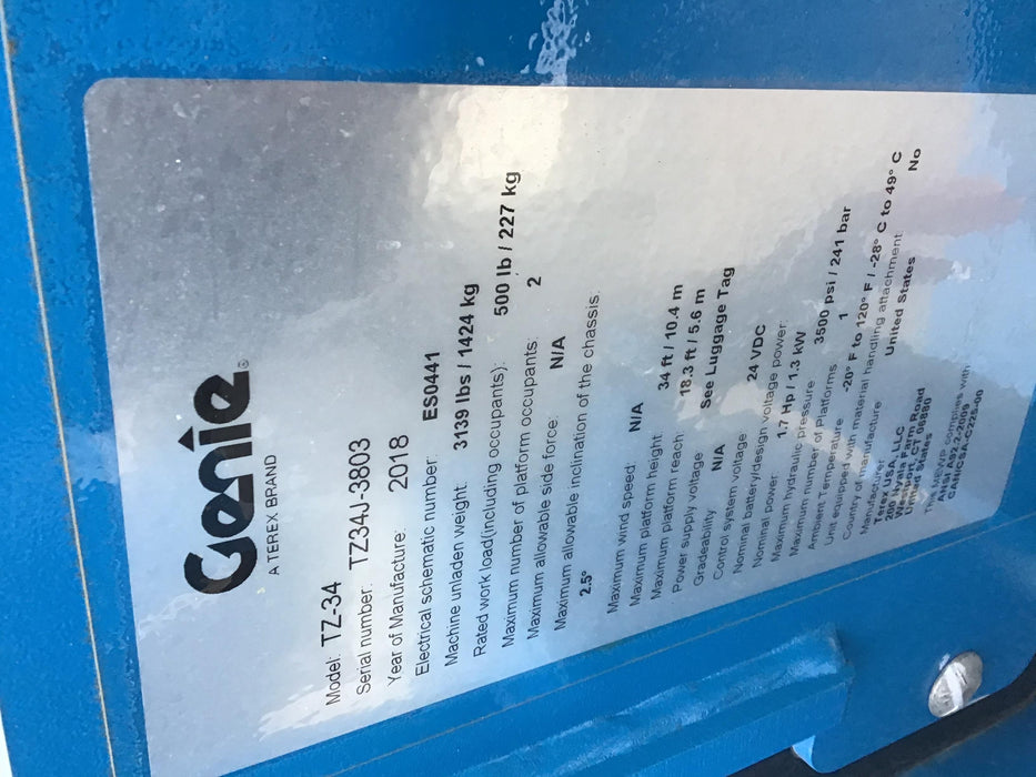 2018 GENIE TZ-34/20