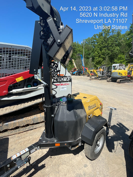 2022 Allmand NLV3GR (4) LED Light Fixture 350W, 23' Vertical Mast, 3kW Prime, Towable, Deep Sea L401, Leveling Jacks, Yanmar T4F 5.8hp