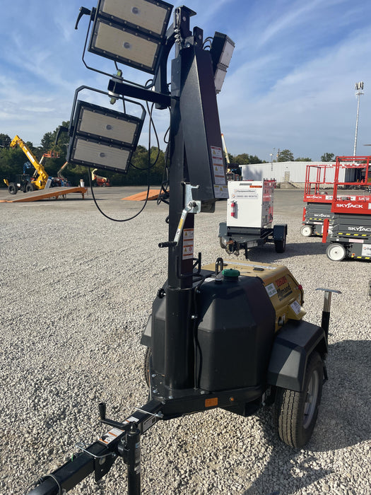 2022 Allmand NLV3GR (4) LED Light Fixture 350W, 23' Vertical Mast, 3kW Prime, Towable, Deep Sea L401, Leveling Jacks, Yanmar T4F 5.8hp