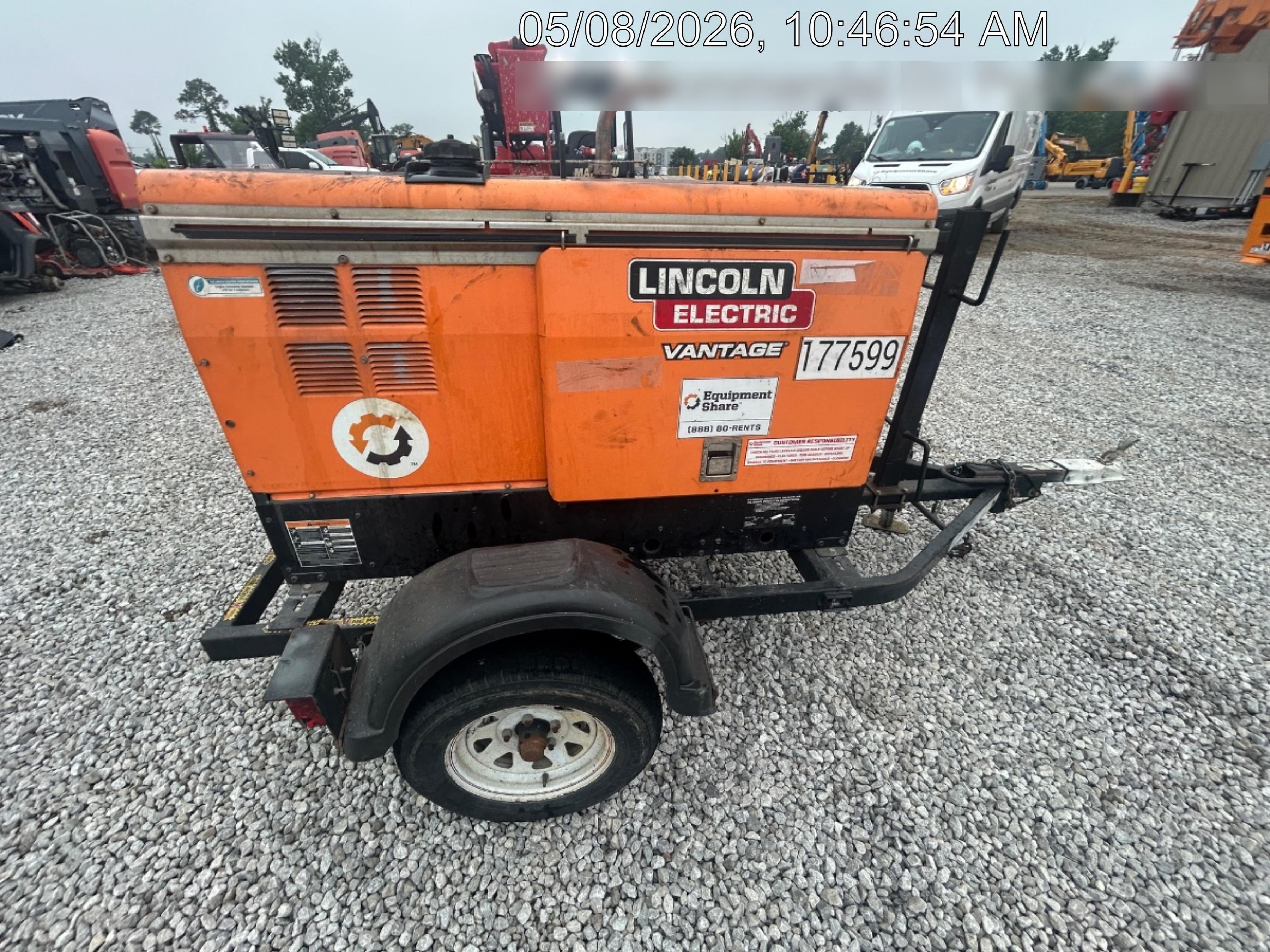 2021 Lincoln Electric Vantage 322 Vantage 322 Ready Pak 3 w/ Decals, ORANGE (includes trailer, cable rack, fender light kit) NO Telematics