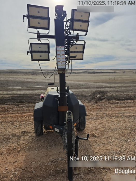 2022 Allmand NLV3GR (4) LED Light Fixture 350W, 23' Vertical Mast, 3kW Prime, Towable, ES Decals, T3 no