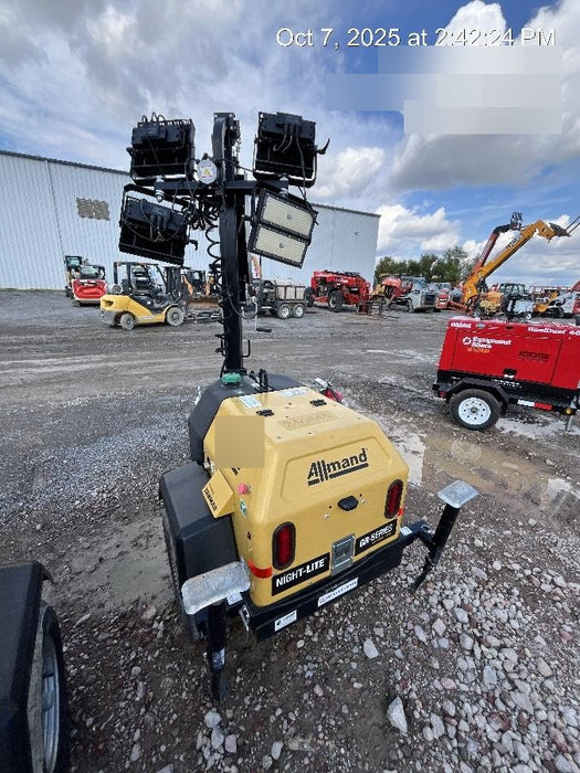 2022 Allmand NLV3GR (4) LED Light Fixture 350W, 23' Vertical Mast, 3kW Prime, Towable, ES Decals, T3