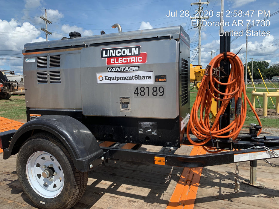2019 Lincoln Electric Vantage 322 Ready-Pak 3, Two Wheel Trailer, Fender and Light Kit, Cable Rack
