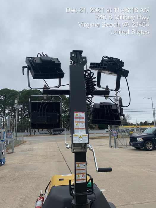 2021 Allmand NLV3GR (4) LED Light Fixture 350W, 23' Vertical Mast, 3kW Prime, Towable, Deep Sea L401, Leveling Jacks, Yanmar T4F 5.8hp