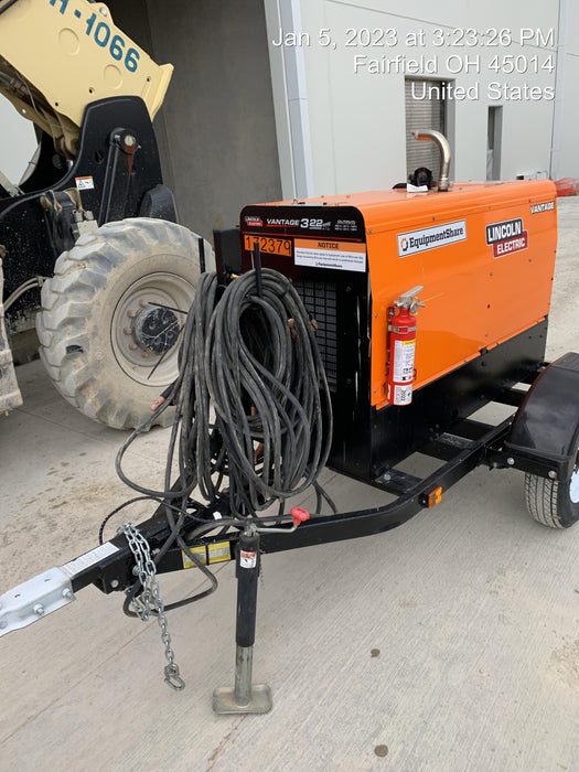 2021 Lincoln Electric Vantage 322 Vantage 322 Ready Pak 3 w/ Decals, ORANGE (includes trailer, cable rack, fender light kit) NO Telematics