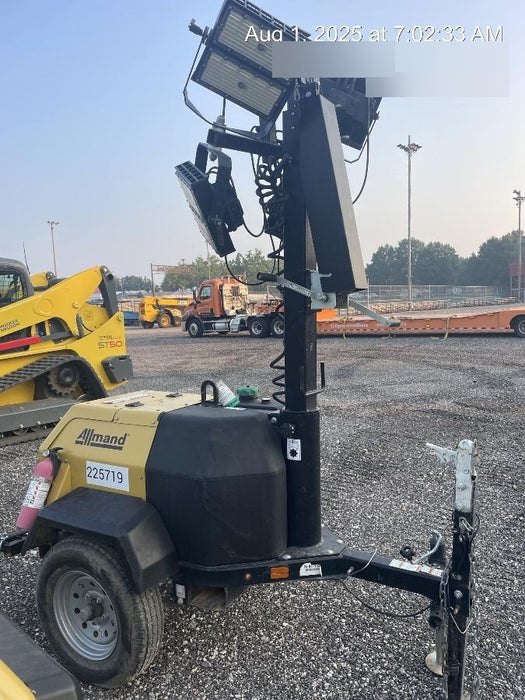 2022 Allmand NLV3GR (4) LED Light Fixture 350W, 23' Vertical Mast, 3kW Prime, Towable, Deep Sea L401, Leveling Jacks, Yanmar T4F 5.8hp