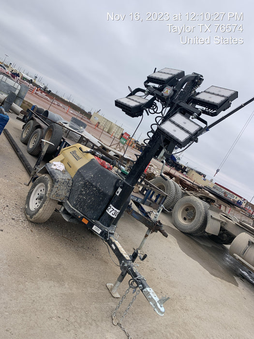 2022 Allmand NLV3GR (4) LED Light Fixture 350W, 23' Vertical Mast, 3kW Prime, Towable, ES Decals, T3