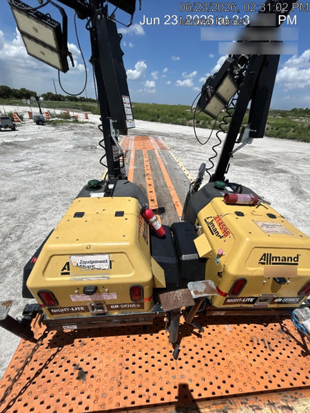 2022 Allmand NLV3GR (4) LED Light Fixture 350W, 23' Vertical Mast, 3kW Prime, Towable, Deep Sea L401, Leveling Jacks, Yanmar T4F 5.8hp